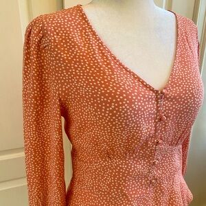 Loft Pink and White Polka Dot Blouse 🩷🤍🩷🤍